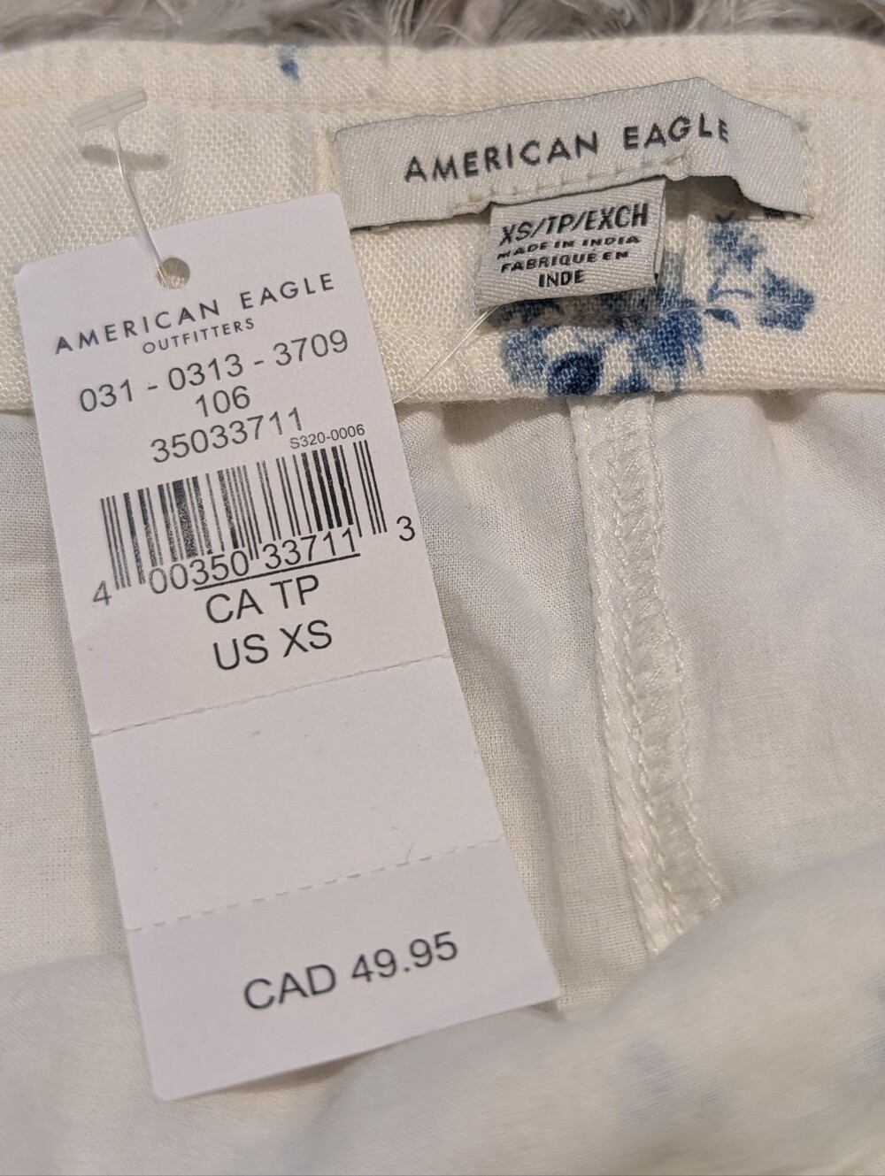 NWT American Eagle Linen Blend Floral Mini Skirt - White And Blue - Picture 4 of 5